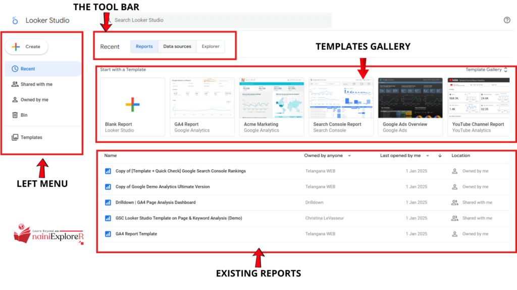 looker studio homepage